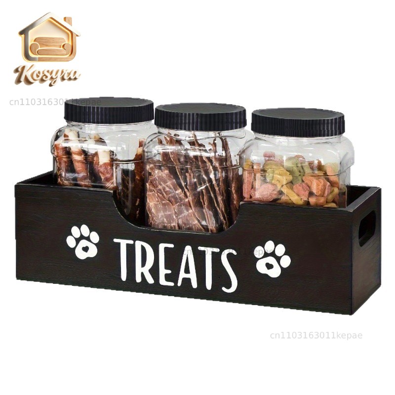 Food Snacks Amazon - กล่องเก็บอาหารสุนัขแบบไม้ กล่องเก็บขนมสัตว์เลี้ยงสำหรับแมวและสุนัข กล่องเก็บขนมอเนกประสงค์สำหรับใช้ในบ้านจาก Amazon