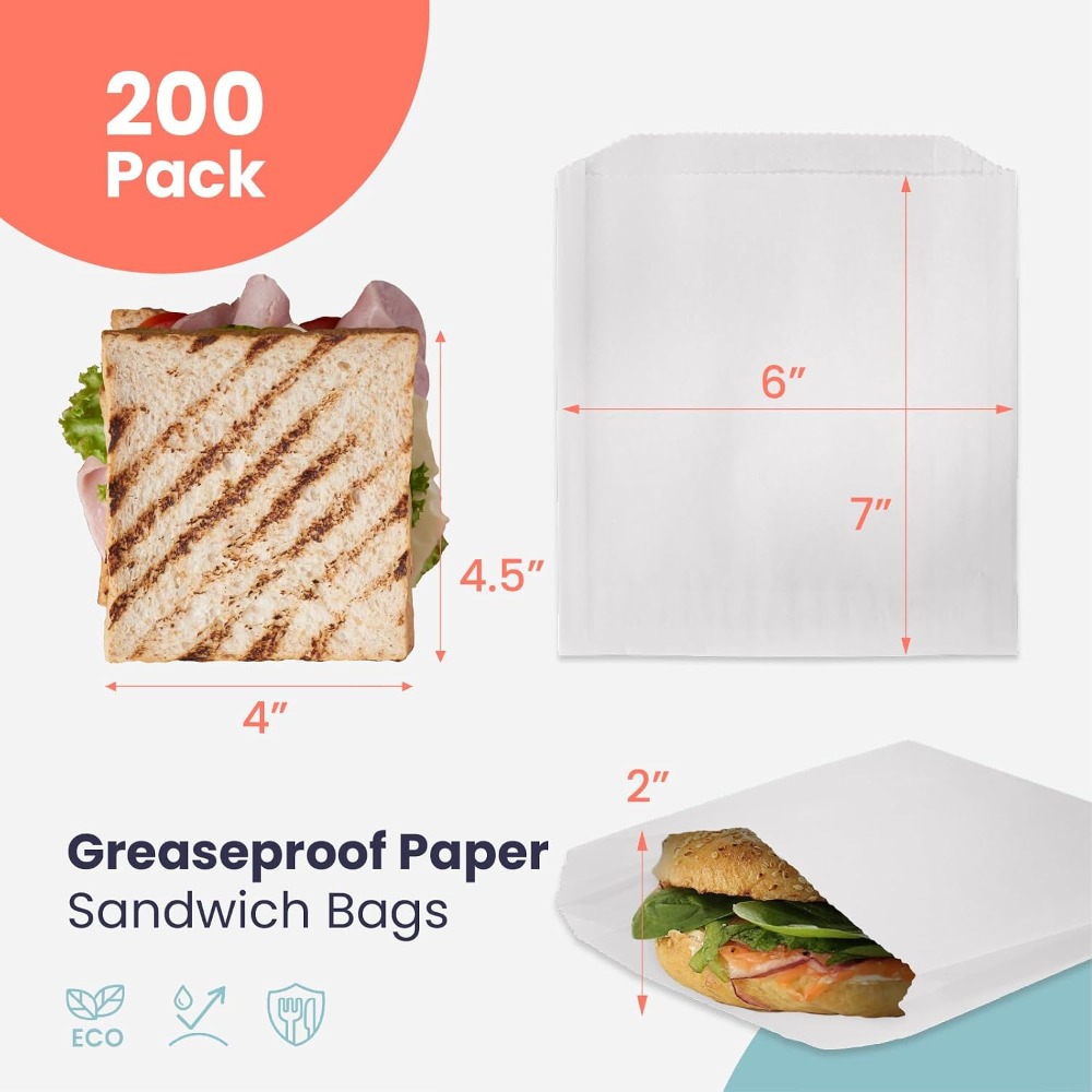 ถุงใส่แซนด์วิชกันน้ำมัน 200 ใบ - Food Snacks Images บทวิจารณ์และราคา