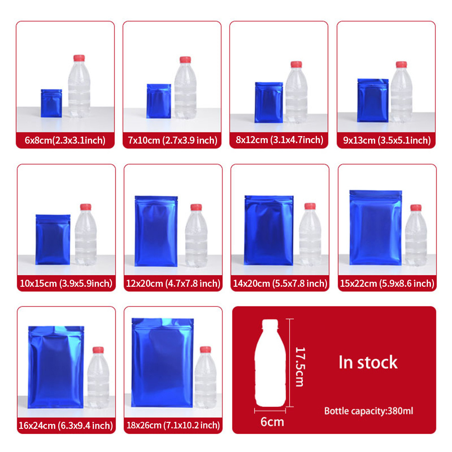 100 ชิ้น ถุงซิปฟอยล์สีน้ำเงินด - Snacks Food Usa บทวิจารณ์และราคา